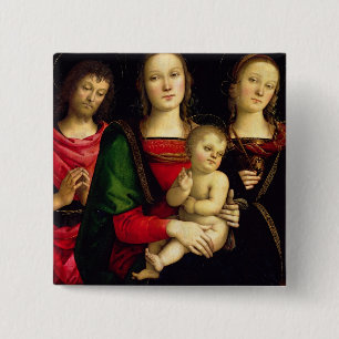 Bóton Quadrado 5.08cm Madonna e a criança com St John o baptista
