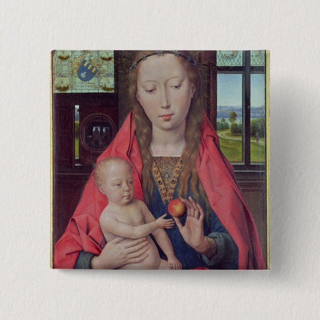 Bóton Quadrado 5.08cm Madonna e criança 2 (Frente)