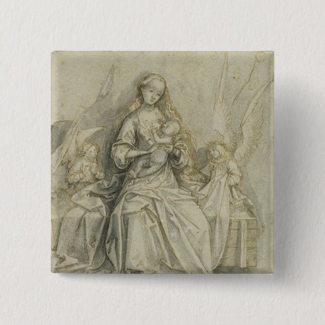 Bóton Quadrado 5.08cm Madonna e criança 3 (Frente)