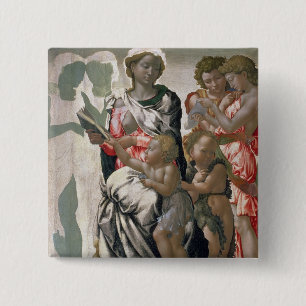 Bóton Quadrado 5.08cm Madonna e Criança com Rua John, c.1495