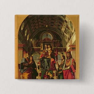Bóton Quadrado 5.08cm Madonna e criança com santos, 1499