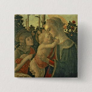 Bóton Quadrado 5.08cm Madonna e criança com St John o baptista (óleo o