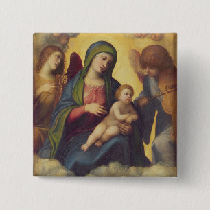 Bóton Quadrado 5.08cm Madonna e criança e criança na glória, c.1520
