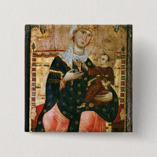 Bóton Quadrado 5.08cm Madonna e criança Enthroned, c.1260