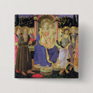 Bóton Quadrado 5.08cm Madonna e criança enthroned com santos (altarpiec