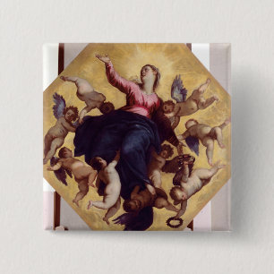 Bóton Quadrado 5.08cm Madonna levou por anjos (o fresco do teto)
