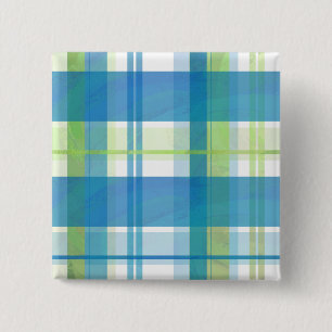 Bóton Quadrado 5.08cm Madras Xadrez Verde e Azul