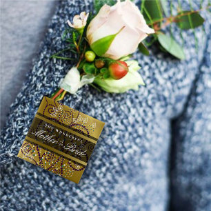 Bóton Quadrado 5.08cm MÃE DO BRIDE Boho Spirals Botão de Casamento