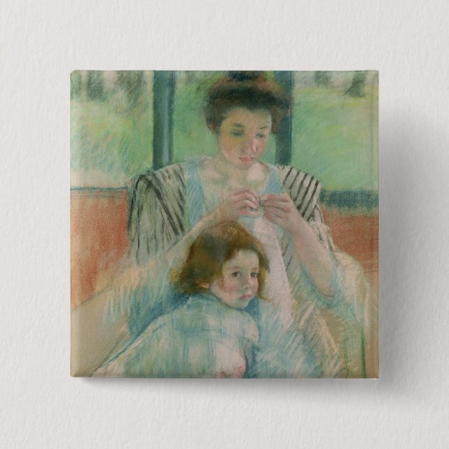 Bóton Quadrado 5.08cm Mãe e criança (Frente)