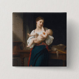 Bóton Quadrado 5.08cm Mãe e Criança (por Bouguereau)
