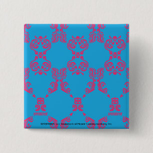 Bóton Quadrado 5.08cm Magenta-Aqua do damasco