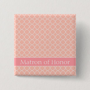 Bóton Quadrado 5.08cm Magia de Honra, Rosa e Branco