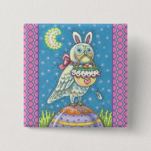Bóton Quadrado 5.08cm MAGIC BARN OWL & PÁSCOA BASKET, BOTÃO HOLIDAY Squ