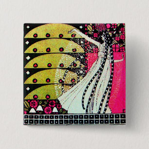 Bóton Quadrado 5.08cm MÁGICA DO PRIMAVERA cor-de-rosa claro amarelo-clar