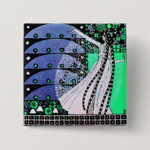 Bóton Quadrado 5.08cm MÁGICA do verde branco brilhante do preto azul do
