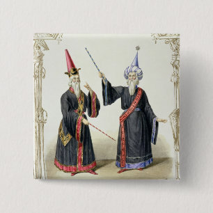 Bóton Quadrado 5.08cm Mágicos no carnaval em Berlim, 1836 (cor