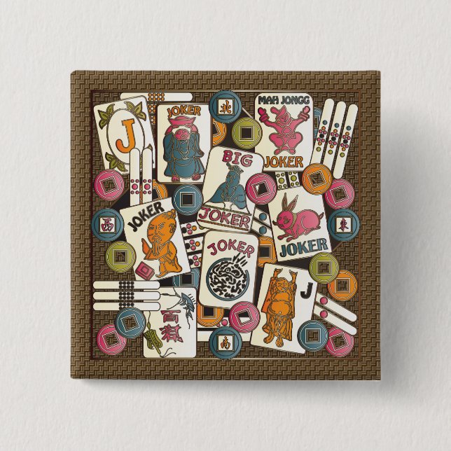 Bóton Quadrado 5.08cm Mah Jongg Jokers (Frente)