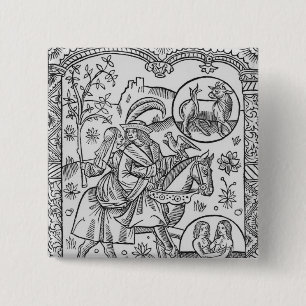 Bóton Quadrado 5.08cm Maio, de "do DES Bergers Almanach", 1491