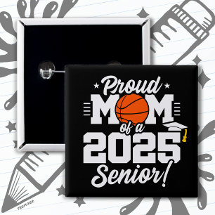 Bóton Quadrado 5.08cm Mais velho de basquetebol Classe 2025 - Mãe Orgulh