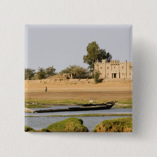 Bóton Quadrado 5.08cm Mali, Djenne. Rio Bani perto de Djenne