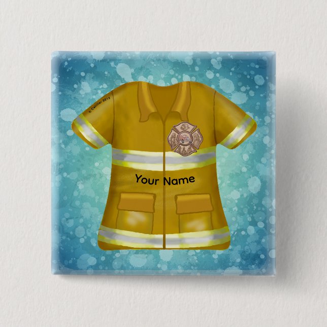 Bóton Quadrado 5.08cm Maltese Cross  Firefighter  (Frente)