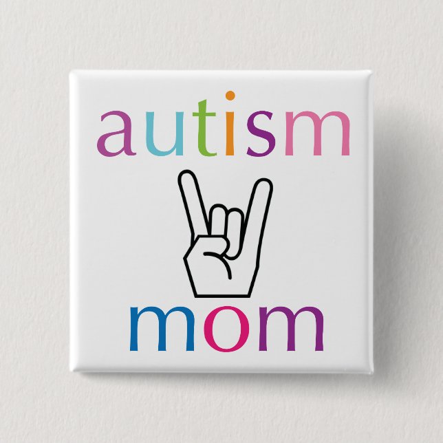 Bóton Quadrado 5.08cm Mamã do autismo (Frente)