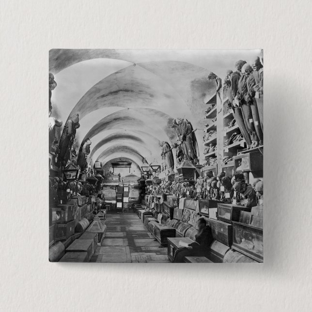 Bóton Quadrado 5.08cm Mamãs do catacomb de Palermo, Italia (Frente)