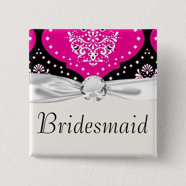 Bóton Quadrado 5.08cm mancha branca-preto-rosa-magno (Frente)