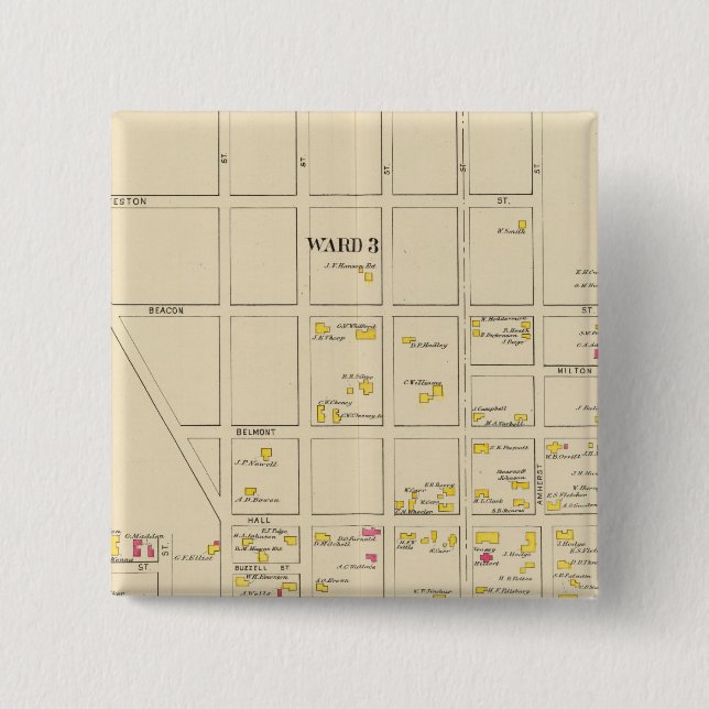 Bóton Quadrado 5.08cm Manchester, NH, Ward 24 (Frente)