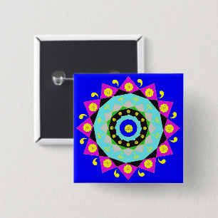 Bóton Quadrado 5.08cm Mandala:Botão Decorativo