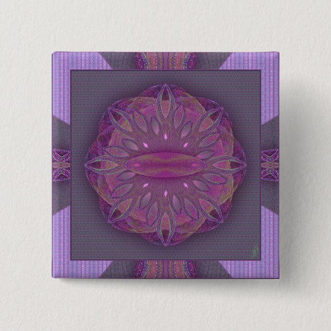 Bóton Quadrado 5.08cm Mandala da criação (Frente)