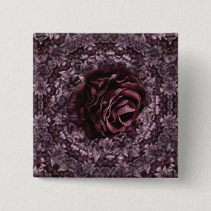 Bóton Quadrado 5.08cm Mandala de Rosa