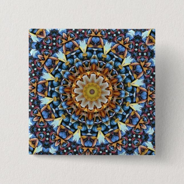 Bóton Quadrado 5.08cm Mandala Geométrico - Personalizado (Frente)