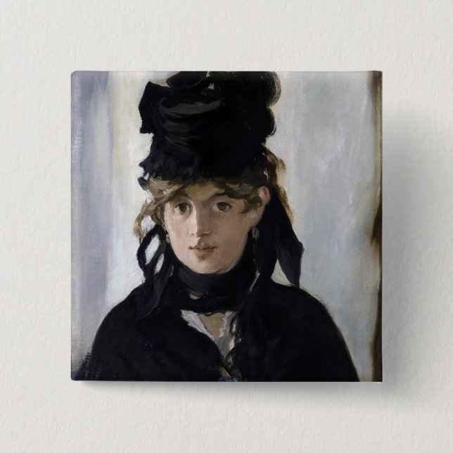 Bóton Quadrado 5.08cm Manet - Berthe Morisot com um buquê de violetas (Frente)
