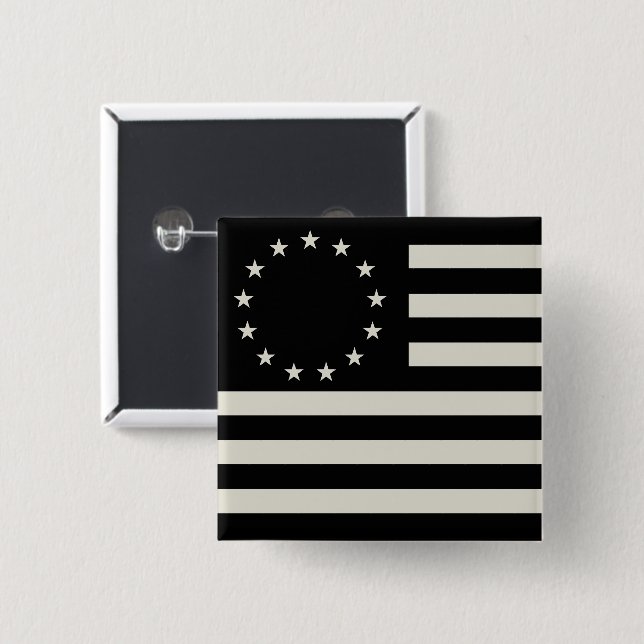 Bóton Quadrado 5.08cm Manga, Betsy Ross Flag ou Circle American Flag (Frente & Verso)