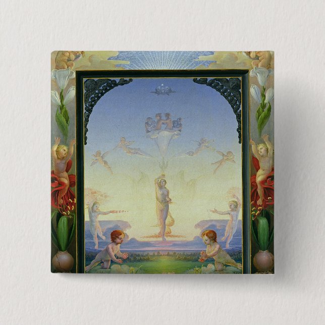 Bóton Quadrado 5.08cm Manhã, 1808 (Frente)