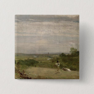 Bóton Quadrado 5.08cm Manhã do verão de John Constable  : Dedham de