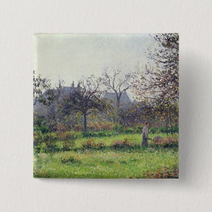 Bóton Quadrado 5.08cm Manhã Sun de Camille Pissarro , outono, Eragny,