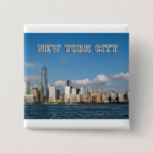 Bóton Quadrado 5.08cm Manhattan Skyline Nova Iorque USA