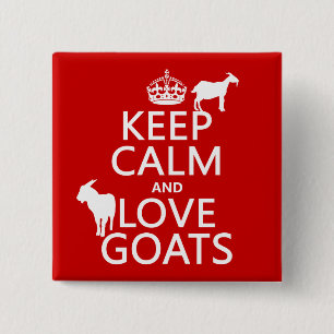 Bóton Quadrado 5.08cm Mantenha a calma e ame cabras