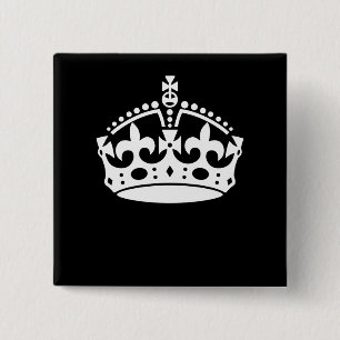 Bóton Quadrado 5.08cm MANTER CALM CROWN em decoro preto