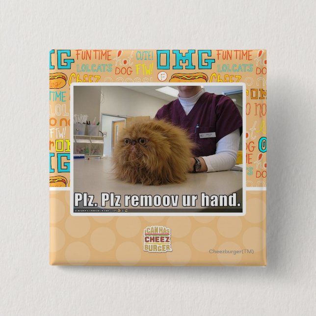 Bóton Quadrado 5.08cm Mão do ur do remoov do PLZ (Frente)