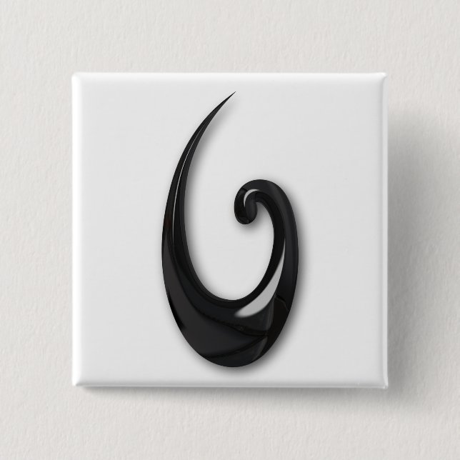 Bóton Quadrado 5.08cm Maori-Fish Hook-obsidian (Frente)