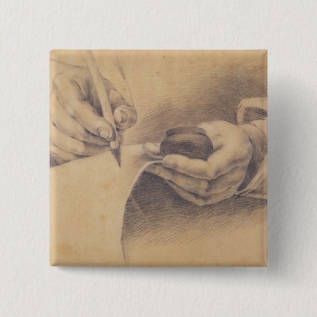 Bóton Quadrado 5.08cm Mãos do desenho, 1798 (Frente)