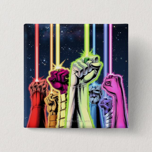 Bóton Quadrado 5.08cm Mãos no ar com anéis - cor (Frente)