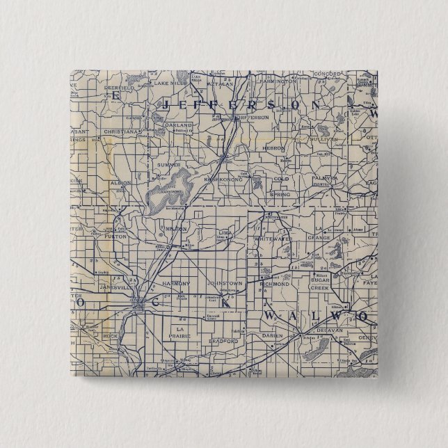 Bóton Quadrado 5.08cm Mapa 7 da Bicicleta de Wisconsin (Frente)