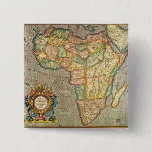 Bóton Quadrado 5.08cm Mapa Antigo do Mundo Mercator da África, 1633