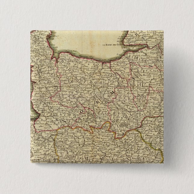 Bóton Quadrado 5.08cm Mapa Antque da França (Frente)