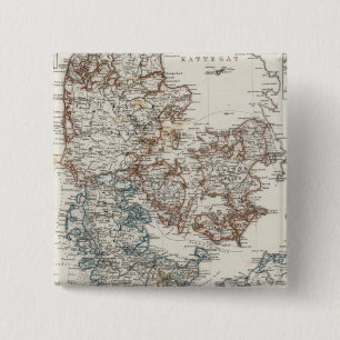Bóton Quadrado 5.08cm Mapa Atlas da Dinamarca com 5 mapas de entrada