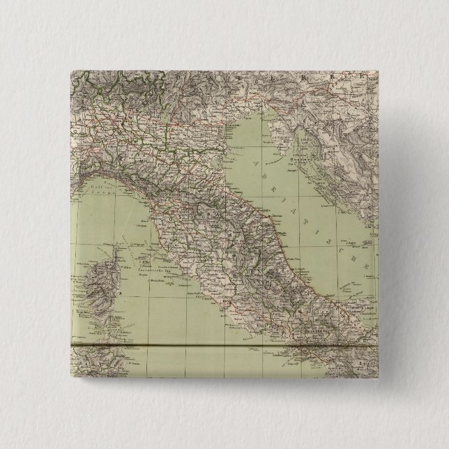 Bóton Quadrado 5.08cm Mapa Atlas Itália (Frente)